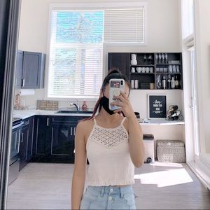 Crochet detail multi-way ruched top